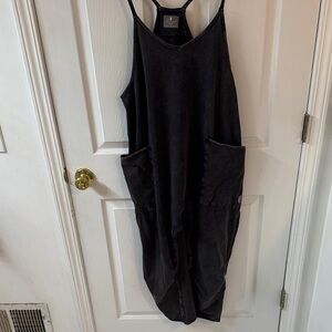 Free People Movement Black Sleeveless Jumpsuit with Pockets